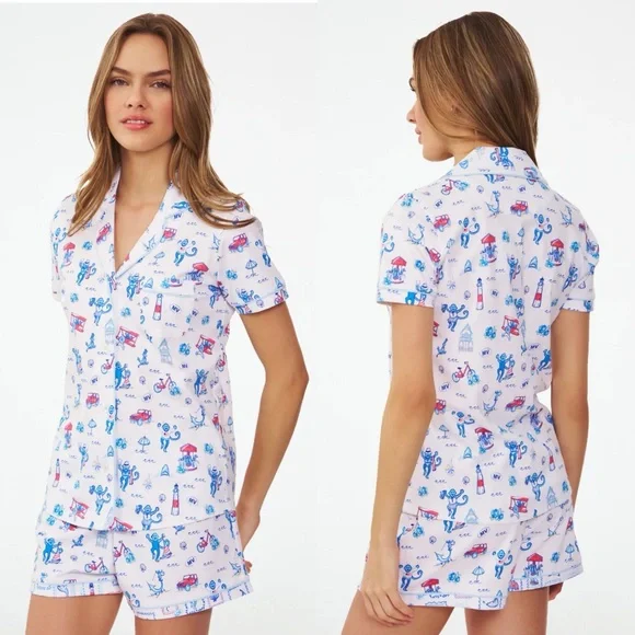 Roller Rabbit Martha’s Vineyard Monkey Polo Pajamas Small NWT - Picture 2 of 3